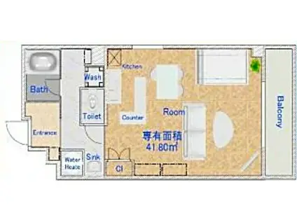 ユニハイム松屋町RINOROOM(ワンルーム/4階)の間取り写真