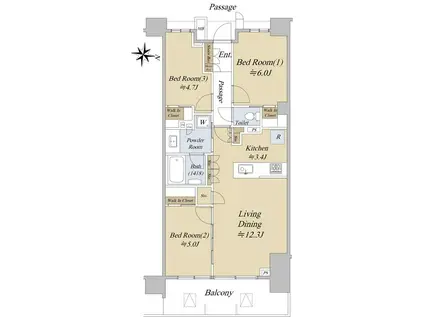 レーベン川越VANFORTIER(3LDK/3階)の間取り写真