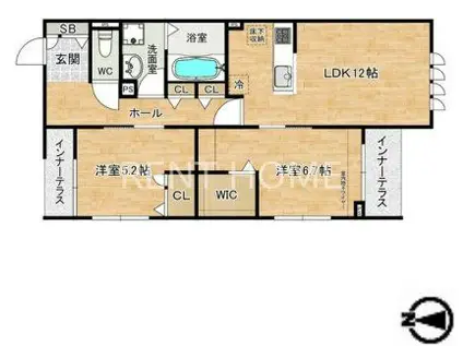 レジデンス東中浜(2LDK/1階)の間取り写真