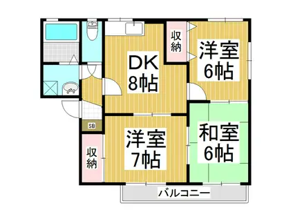 ベルメゾン本堂(3DK/1階)の間取り写真