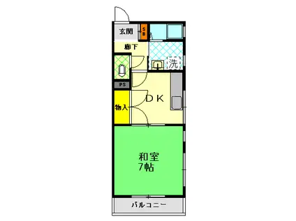 クイーンマンション(1DK/3階)の間取り写真