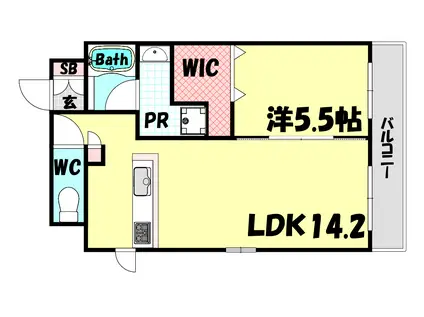 ワコーレイクシ神戸トアウエスト(1LDK/3階)の間取り写真