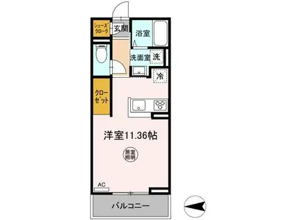 D-ROOM夢 2号棟(ワンルーム/3階)の間取り写真