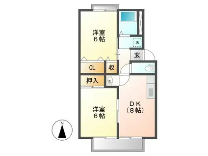 グリーンパーク神田A(2DK/2階)の間取り写真