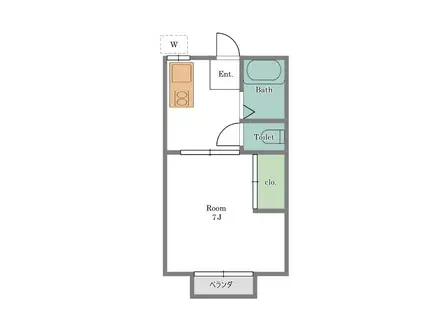 麻生ハイツ(1K/1階)の間取り写真