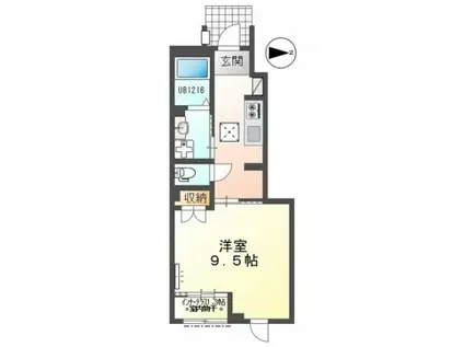 シェルル・スターテラス和合(1K/1階)の間取り写真