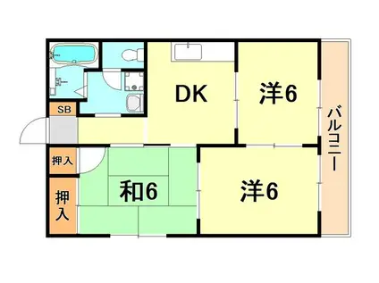 グリーンシャトレI(3DK/1階)の間取り写真