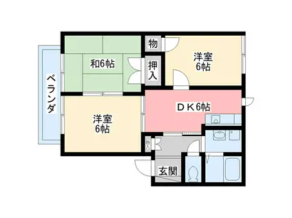ファミール光A(2LDK/1階)の間取り写真