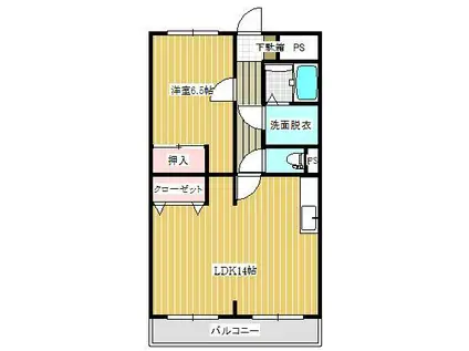 パールローズ(1LDK/3階)の間取り写真