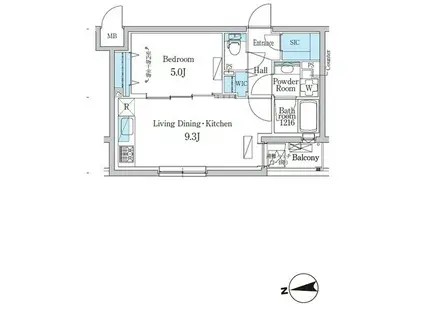 デュオフラッツ千歳船橋(1LDK/1階)の間取り写真