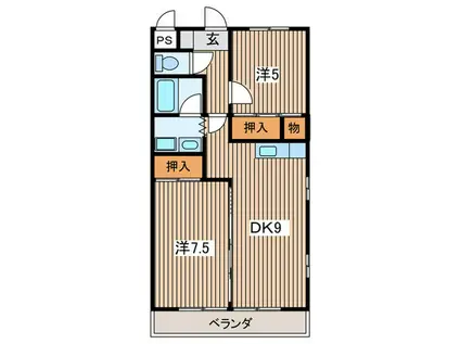 NKYフラット(2DK/3階)の間取り写真
