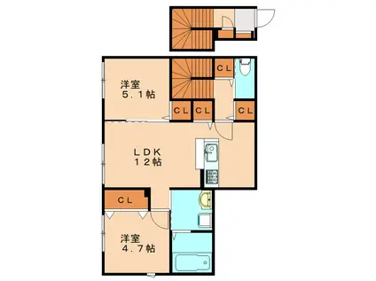 エレガンスプラスIII(2LDK/2階)の間取り写真