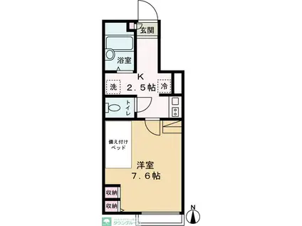 ロレッタ用賀(1K/1階)の間取り写真