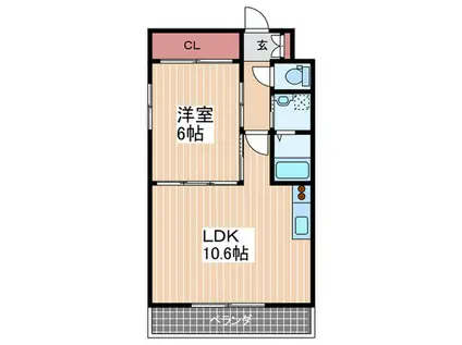 KハイツIII(1LDK/6階)の間取り写真