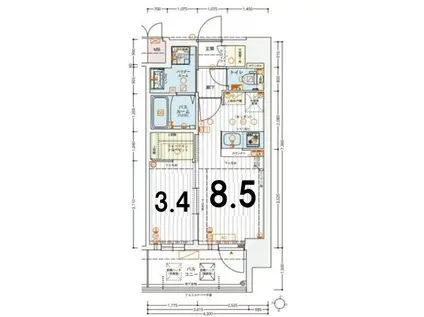 エステムコート新大阪XVIパルス(1LDK/7階)の間取り写真