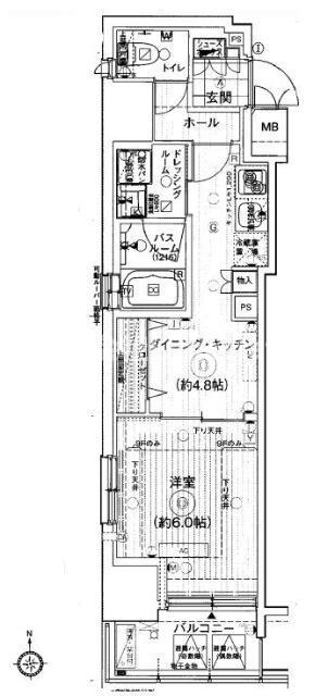 エステムプラザ芝公園(1DK/7階)の間取り写真
