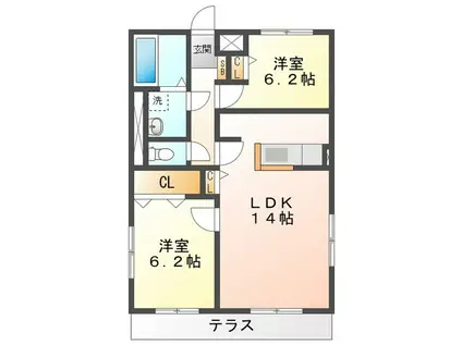 グランツ(2LDK/1階)の間取り写真