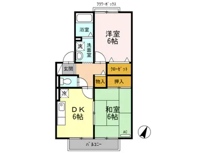 ララ湯の原(2DK/2階)の間取り写真