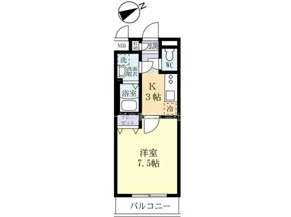 プレジール阿見(1K/2階)の間取り写真