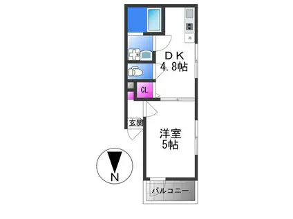 MELDIA大蓮II(1DK/2階)の間取り写真