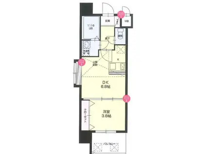 ギャランティー21博多 ORIENT BLD NO66(1DK/6階)の間取り写真