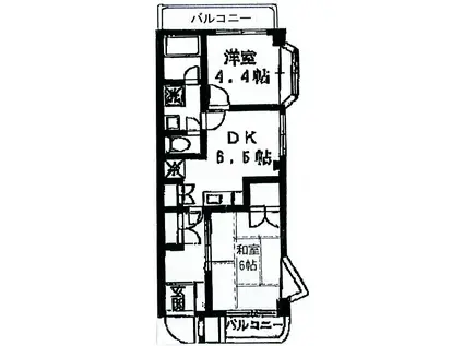 ラ・ベルティ徳丸(2DK/3階)の間取り写真