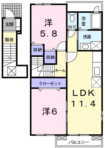 パノラマ(2LDK/2階)の間取り写真
