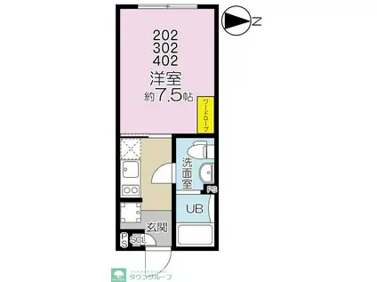 LAPIS下目黒(1K/3階)の間取り写真