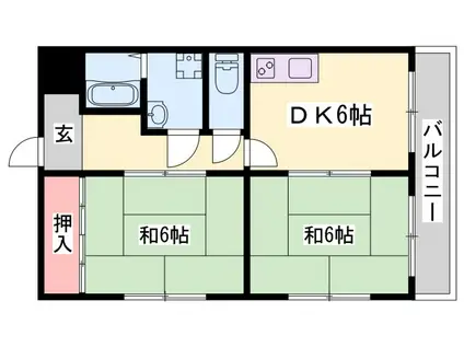 サンマリン大河内(2DK/2階)の間取り写真