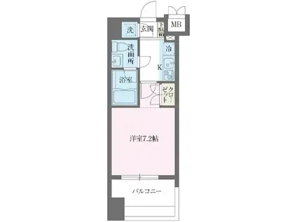 パシフィックレジデンス芝一丁目(1K/11階)の間取り写真