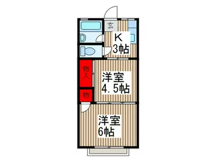 フラワーハイツ(2K/2階)の間取り写真