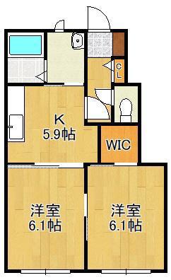 プレミールGさくら館A(2K/1階)の間取り写真