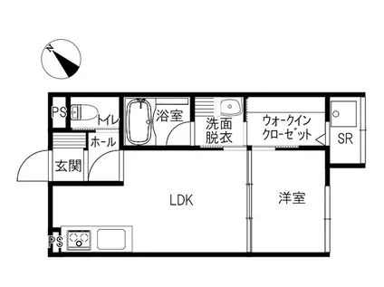 ROUEN(1LDK/1階)の間取り写真