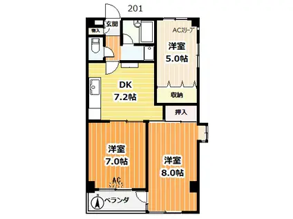 ルミエール湘南台(3DK/2階)の間取り写真