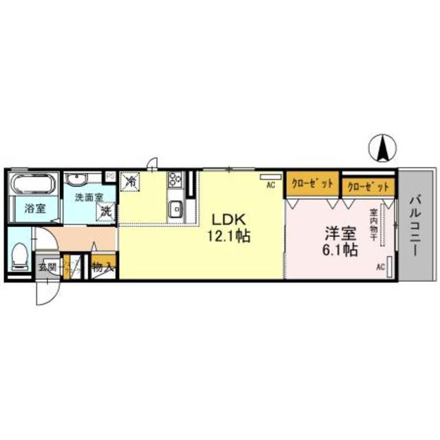 ジュメイラKYOTO2(1LDK/3階)の間取り写真