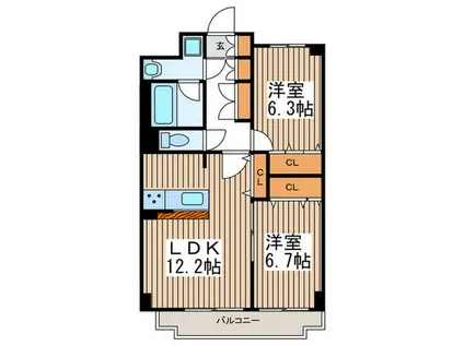 アンシャンテ大宮(2LDK/3階)の間取り写真