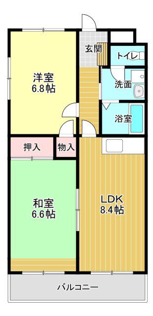ビューしじみの森(2LDK/2階)の間取り写真