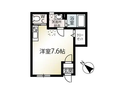 MQUARTO若葉II(ワンルーム/1階)の間取り写真