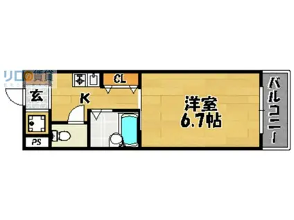 エクセレント上新11(1K/7階)の間取り写真