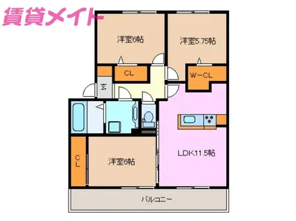 エミネンス A(3LDK/1階)の間取り写真