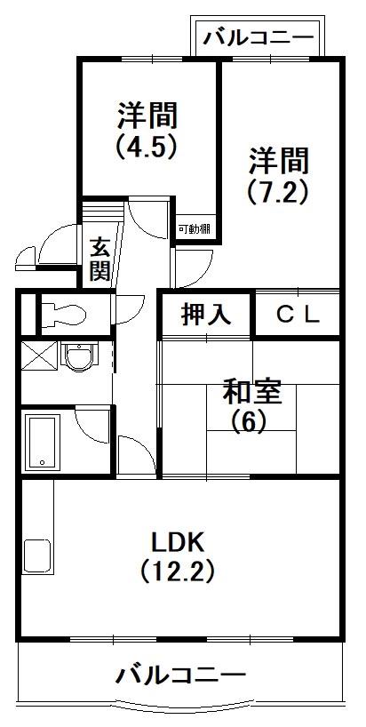 ベルクール(3LDK/2階)の間取り写真