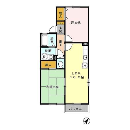 リブェールけやき1(2LDK/2階)の間取り写真