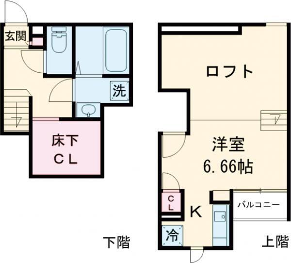 CB鳥栖ヴィレッタ(1SK/2階)の間取り写真