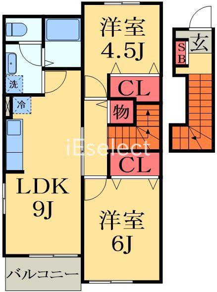 アヴニール(2LDK/2階)の間取り写真