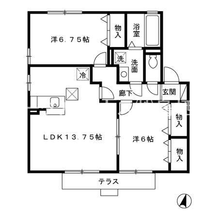 リビングタウン田代外町A(2LDK/2階)の間取り写真