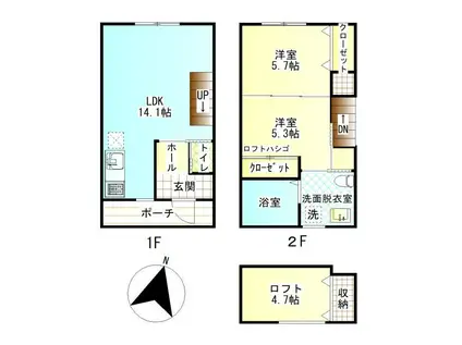 Yベース III(2LDK/1階)の間取り写真