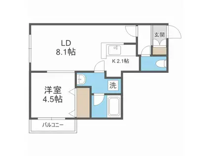 フォースアベニュー琴似(1LDK/4階)の間取り写真