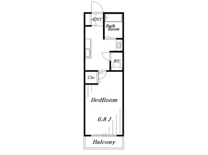 パルコート黒砂台(1K/2階)の間取り写真