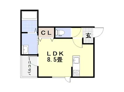 ベルン高砂(1K/3階)の間取り写真