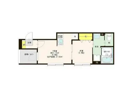 HARMONY VERDE 太閤通(1DK/1階)の間取り写真